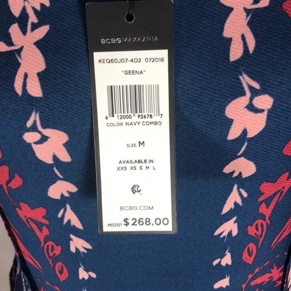 Copy = NWT= BCBG MAXAZRIA TUNIC , Size M , Navy Combo . - Picture 6 of 8